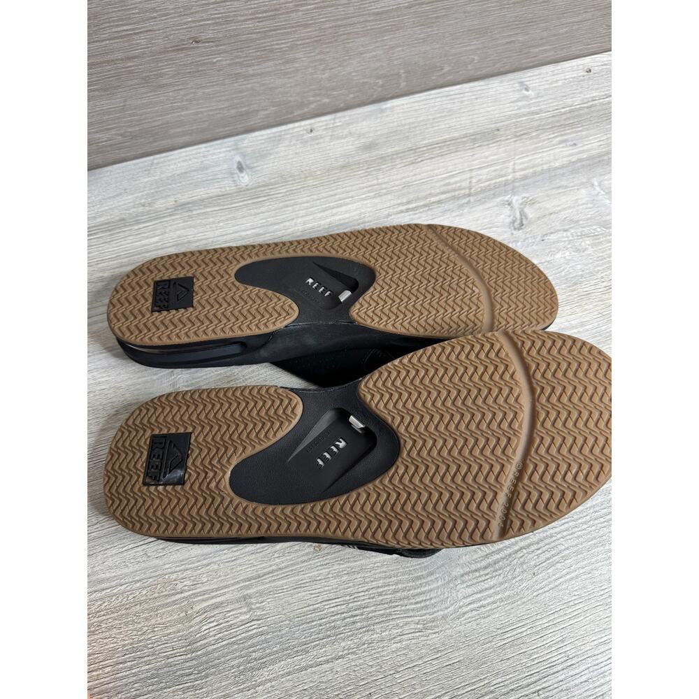 NWT Reef Fanning Flip Flops Bottle Opener Sandals Black/Silver Men's Size 16 - Picture 9 of 9